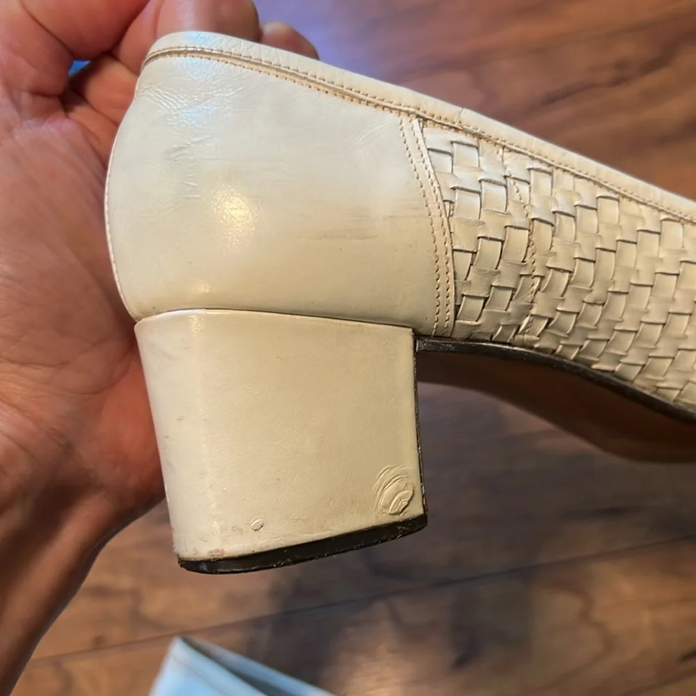 Vintage Made in Italy Woven White Leather Heels 60s/70s - Picture 6 of 11